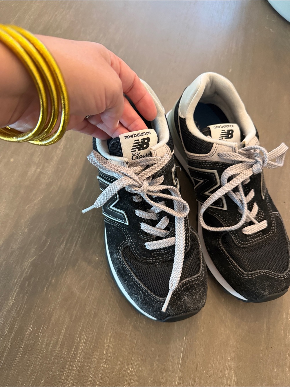 New Balance Kids Black and White Athletic Sneakers